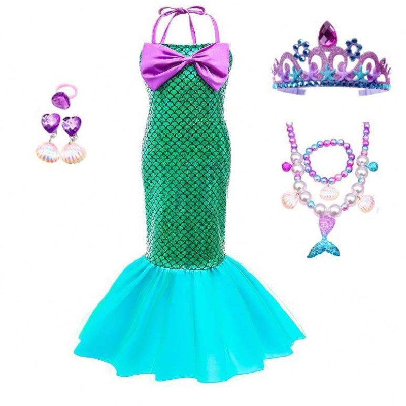 BASSHI BAMBINA COSTUMI COSPLAY ARIEL Princess Little Mermaid Dress for Kids Baby Girl HCMM-009