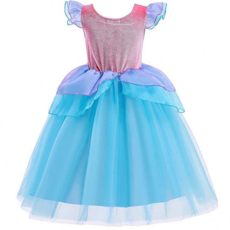 2022 Vendite migliori Halloween Bambino Pauli di paillettes Ariel Blue Dress Costume HCMM-012