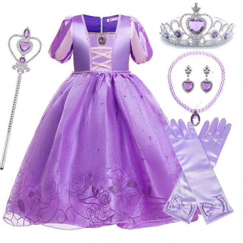 Halloween Christmas Carnival Costume Kid Princess Purple Tulle Rapunzel Dress Children HCRS-017