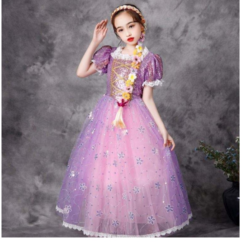 Baige in stile europeo abito principessa Halloween party indossare costumi rapunzel Fluffy Mesh Abito