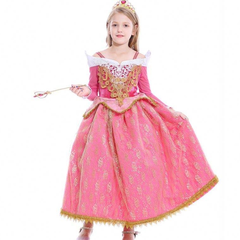 Baige Girls Dress Sleeping Beauty Princess Aurora in pizzo costume da performance per prestazioni