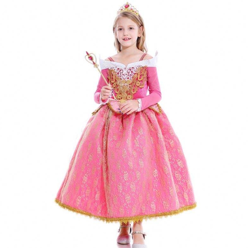 Baige Girls Dress Sleeping Beauty Princess Aurora in pizzo costume da performance per prestazioni