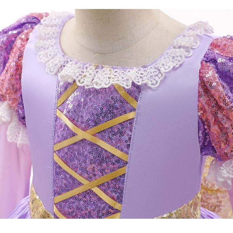 Baige Amazon Hot Sale Abiti per bambini costumi cosplay Halloween Sophia Rapunzel Dress da festa principessa Long Party