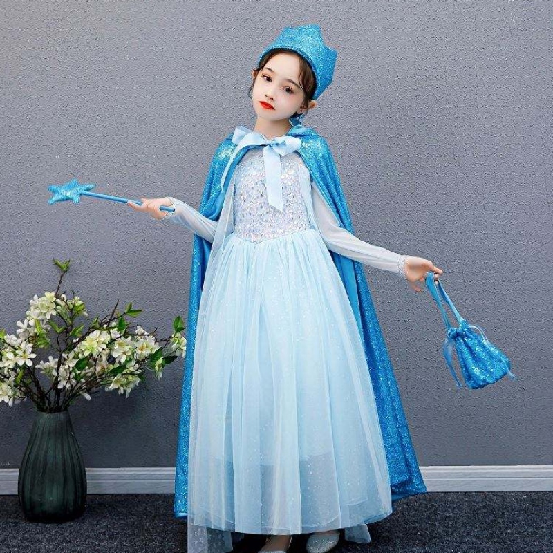 Baige Girl Wippleined Cape Snow Queen Elsa Anna Costume Halloween Christmas Party for Girls BX211