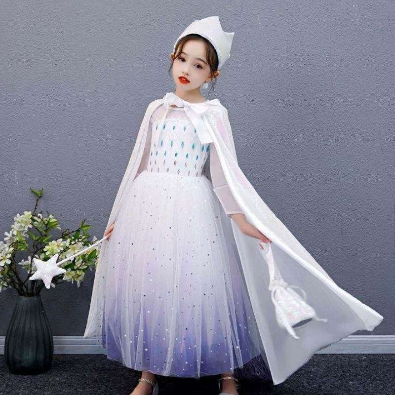 Baige Girl Wippleined Cape Snow Queen Elsa Anna Costume Halloween Christmas Party for Girls BX211