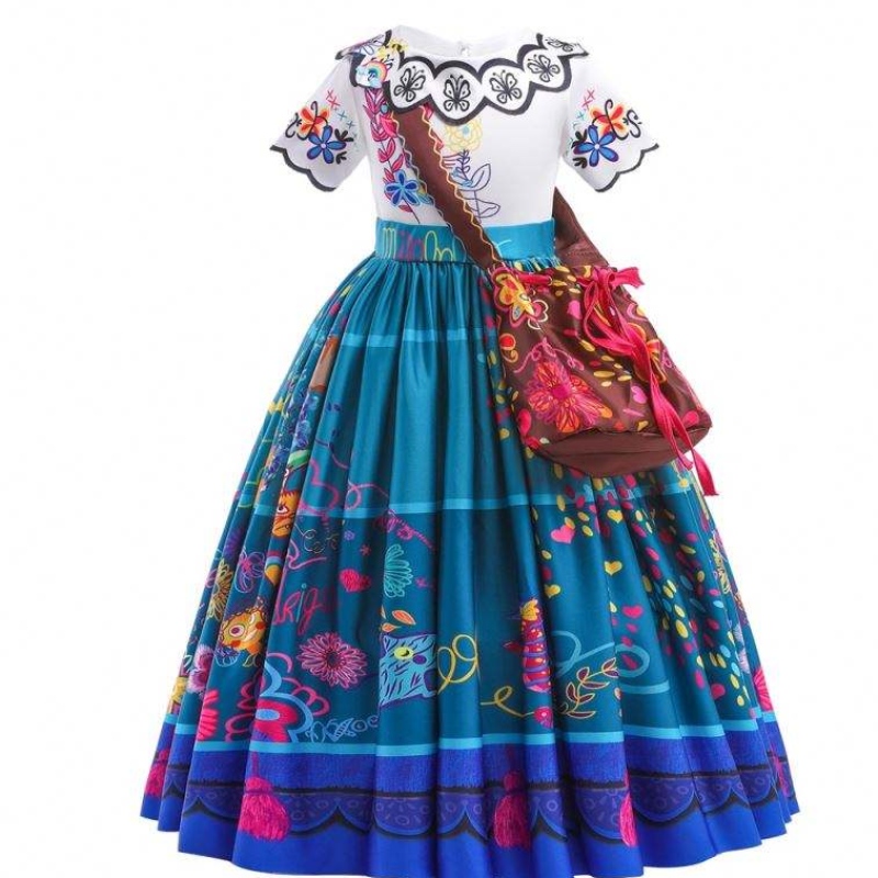 2022 Sale Hot Sale Girls Encanto Film Dress Up Mirabel Costume Baby Kids Summer Long Abito con borsa