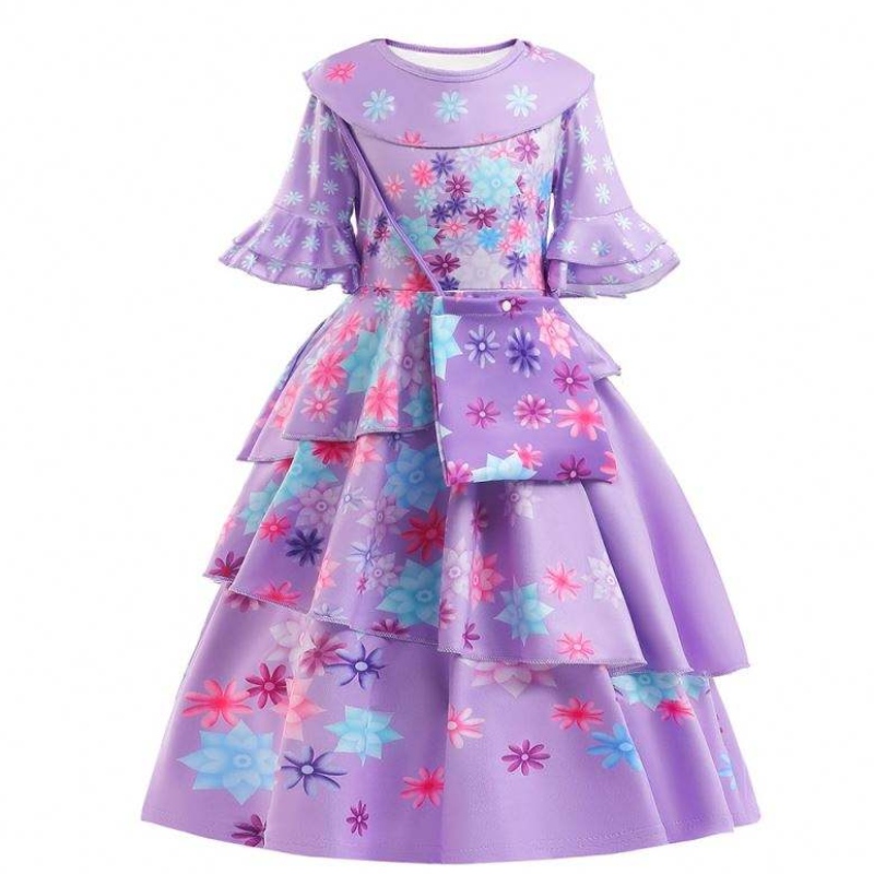 2022 NUOVO FASHION KIDS COSTUTTO ENCANTO ISABELLA COSPLAY FLOWER STAMPATO INDUGGIO GIORNI PER RAGAZZA