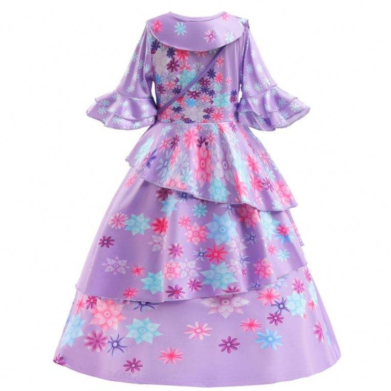 2022 NUOVO FASHION KIDS COSTUTTO ENCANTO ISABELLA COSPLAY FLOWER STAMPATO INDUGGIO GIORNI PER RAGAZZA