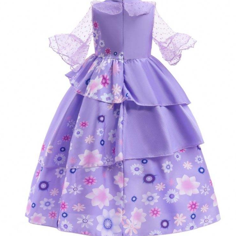 Caldo Sale Kids Encanto Movie Costume Isabella Cosplay Viola Floral Girls Maxi Long Dress