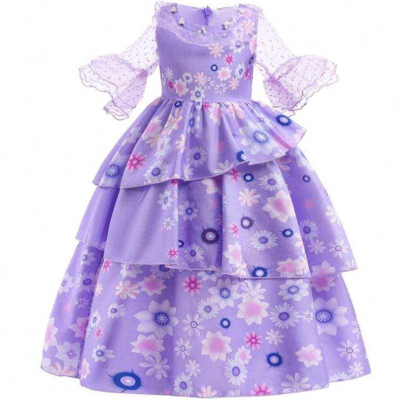 Caldo Sale Kids Encanto Movie Costume Isabella Cosplay Viola Floral Girls Maxi Long Dress