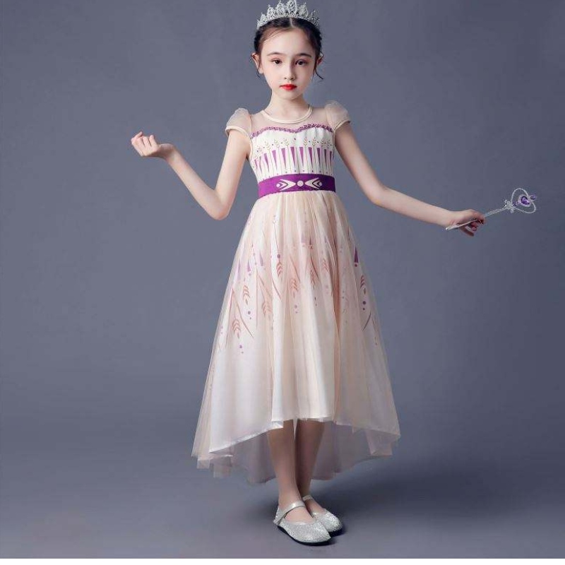 Baige New Girl Cosplay Queen Elsa Dresss Costume Trailing Princess Anna Dress for Girls BX1720