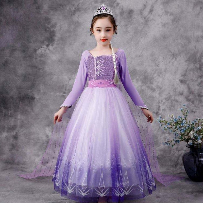 Baige New Elsa Costume 2 Girls Princess Dresses Snow Queen Birthing Fancy Party Cosplay Outfit a maniche lunghe