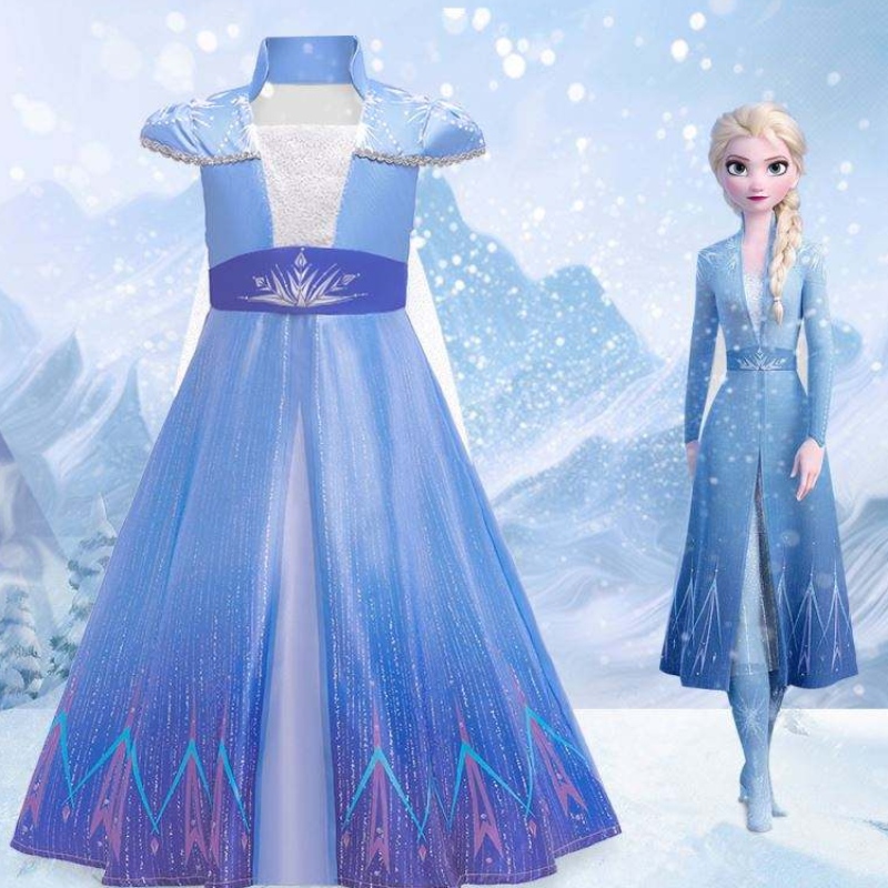 Nuova principessa Elsa Anne Cosplay Dresses Girls TV Movie Costumes Halloween Party Clothes BX1709