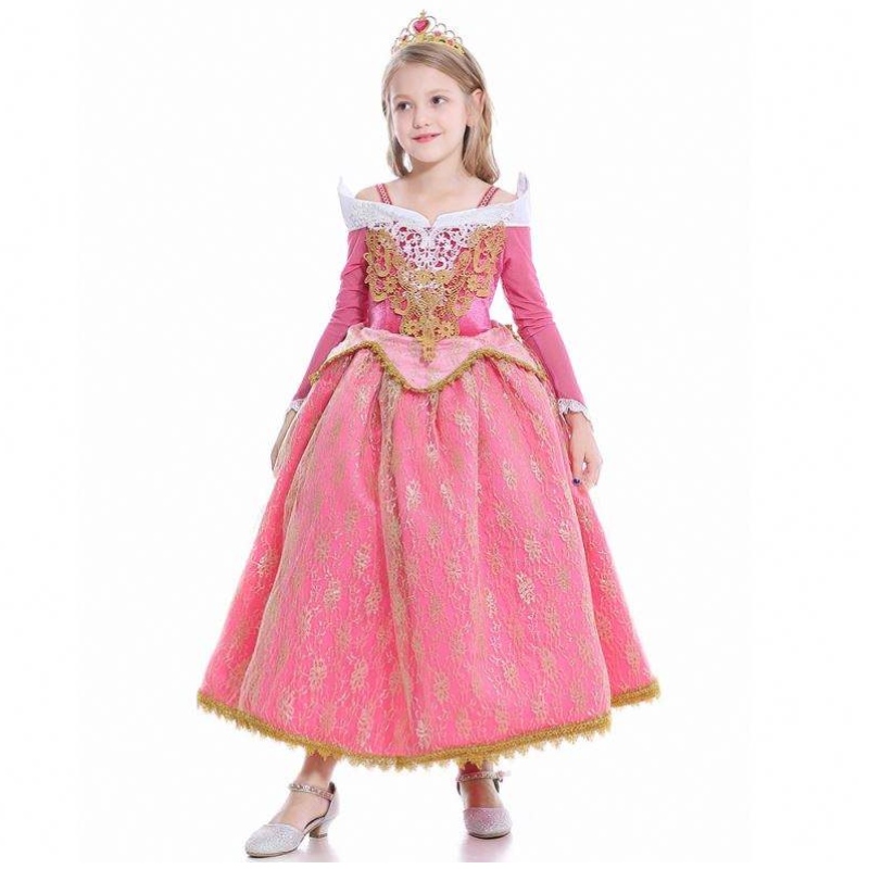Girls Dress Sleeping Beauty Principessa Aurora in pizzo costiero cosplay Costume D0701 SMR026