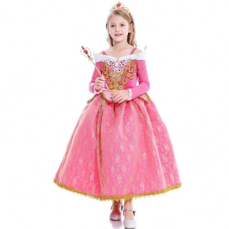 Girls Dress Sleeping Beauty Principessa Aurora in pizzo costiero cosplay Costume D0701 SMR026