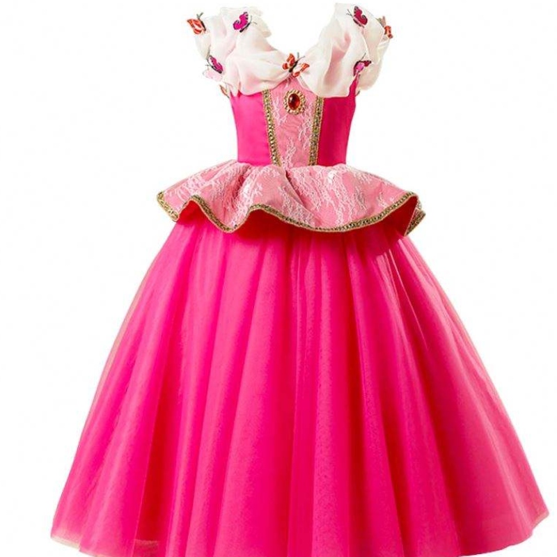 Girl Fancy Deluxe Sleeping Beauty Halloween Princess Costume Party Aurora Dress Up Kids Red Layered Christmas Pageant Abito da ballo
