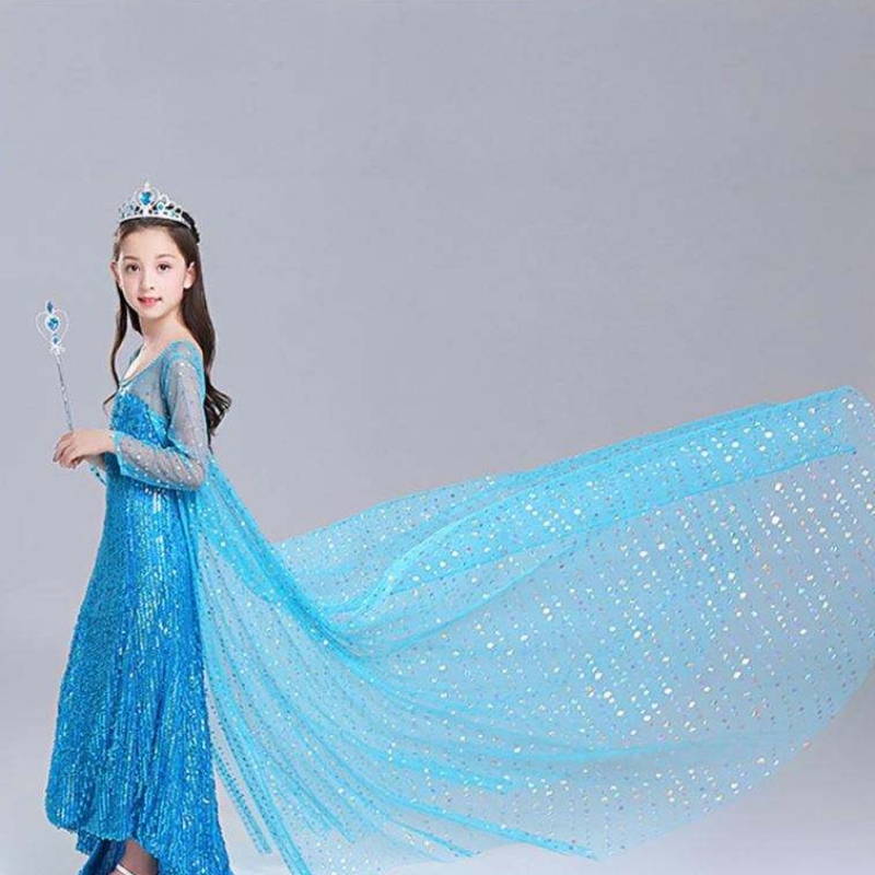 Elsa Dress Kids Girls costume Snow Queen 2 Elsa Blue Pink Abito a maniche lunghe TV&Film costumi per ragazze