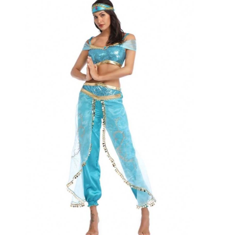 Jasmine sexy all'ingrosso pantaloni pantaloni da donna costume principessa costume adulta arabica danzatrice costume principessa jasmine cosplay