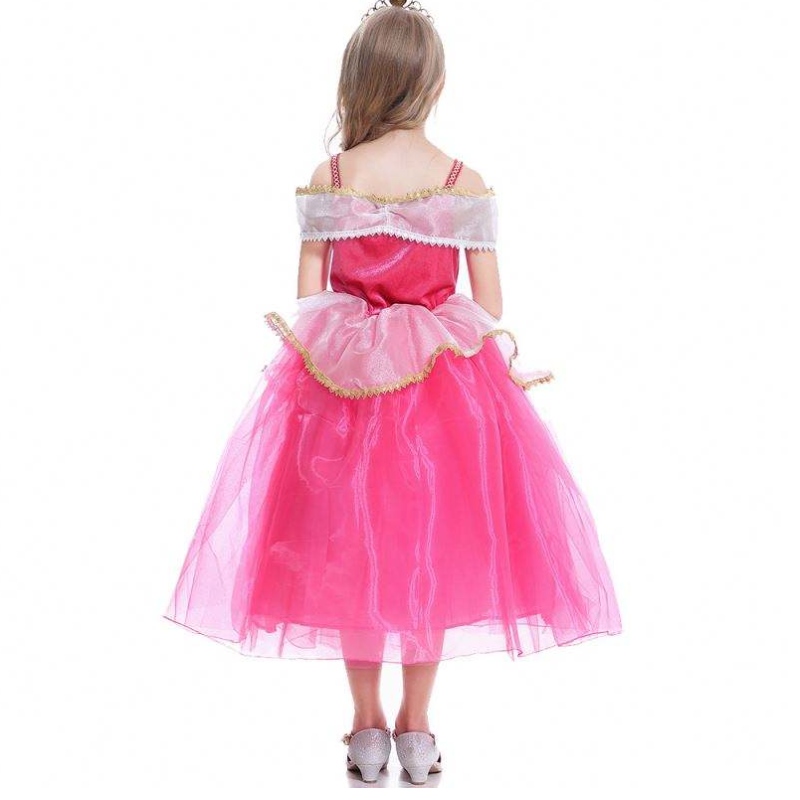 Girls Aurora Princess Abito maniche lunghe fuori spalla pizzo Kids Helloween/christmas regalo per feste fantasia