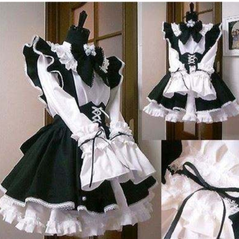 Women Maid Outfit Abito anime vestito in bianco enero vestito Lolita Dresses Men Cafe Costume Costume Costume