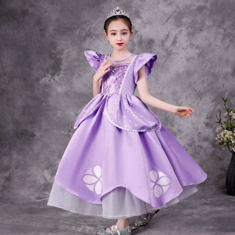 Baige Purple Sofia Rapunzel Elsa Anna Belle Princess Dress TV Movie costumi Sofiya Princess for Girl