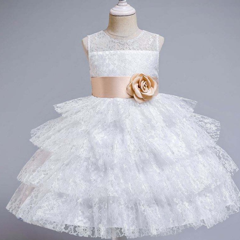 Baige Summer Fashion Tulled Dress Flower Girl Abito da sposa Abito da sposa da 12 anni Abiti da sera rosa per festa