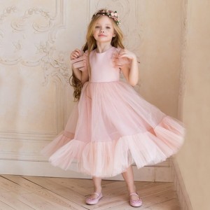 Abito da ragazza di fiori bambini abiti da sposa da damigella d\'onore per bambini abiti di tulle rosa ragazze boutique feste