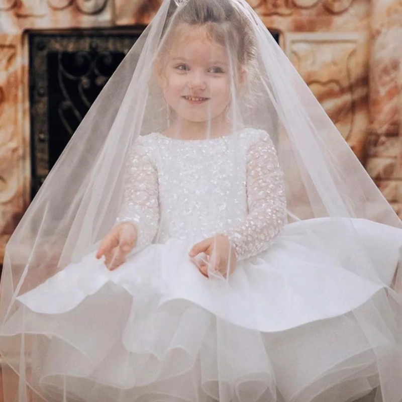 Abiti da ballo in paillettes principessa da fiore di fiori abiti da matrimonio