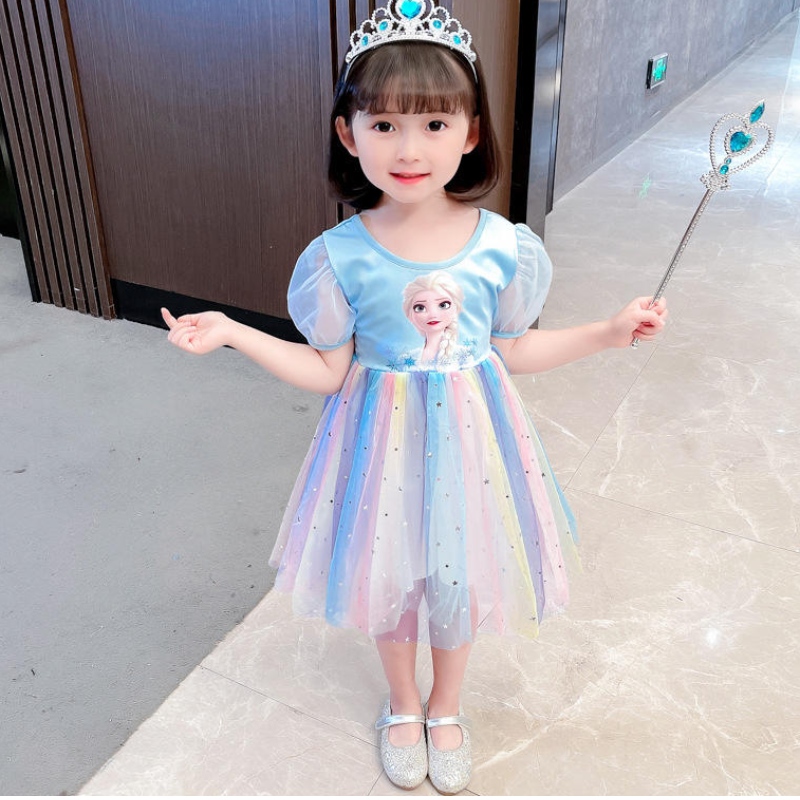 Abito principessa elsa adolescenti primaverili e abiti autunnali per bambini di compleanno abiti da cosplay per la festa di compleanno