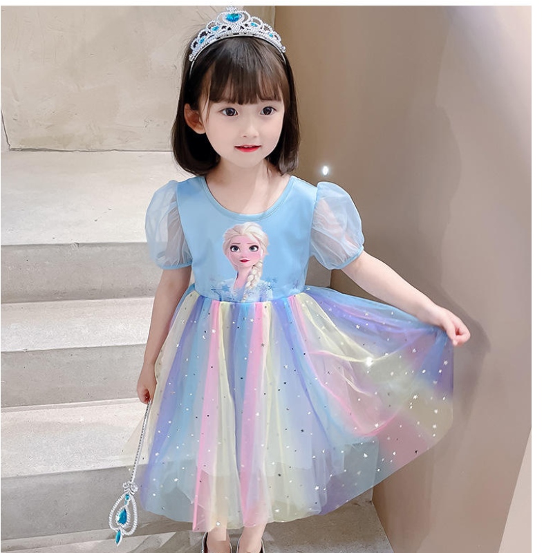 Abito principessa elsa adolescenti primaverili e abiti autunnali per bambini di compleanno abiti da cosplay per la festa di compleanno