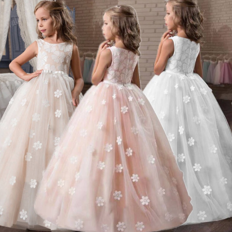 Vintage Flower Girls Dress for Wedding Bambini da sera Princess Party Copage abiti per bambini abiti per ragazze abiti formali