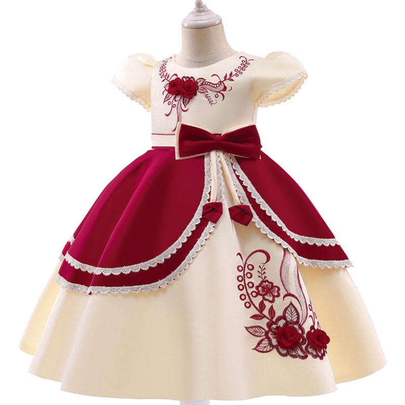 2022 Abito da ricamo vintage per bambini formali per bambini costume da ballo di fine anno principessa abiti da principessa ragazza ventido