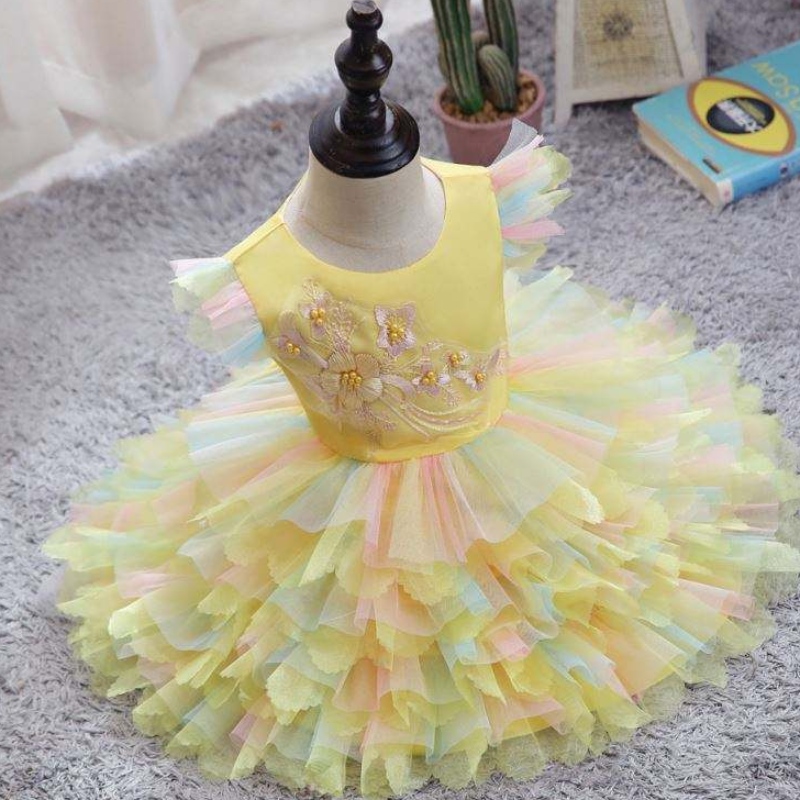 Baige Girls \\ 'vestito a maniche corte per balletto coloratonuove ragazze \\' principessa abito abito design d0755