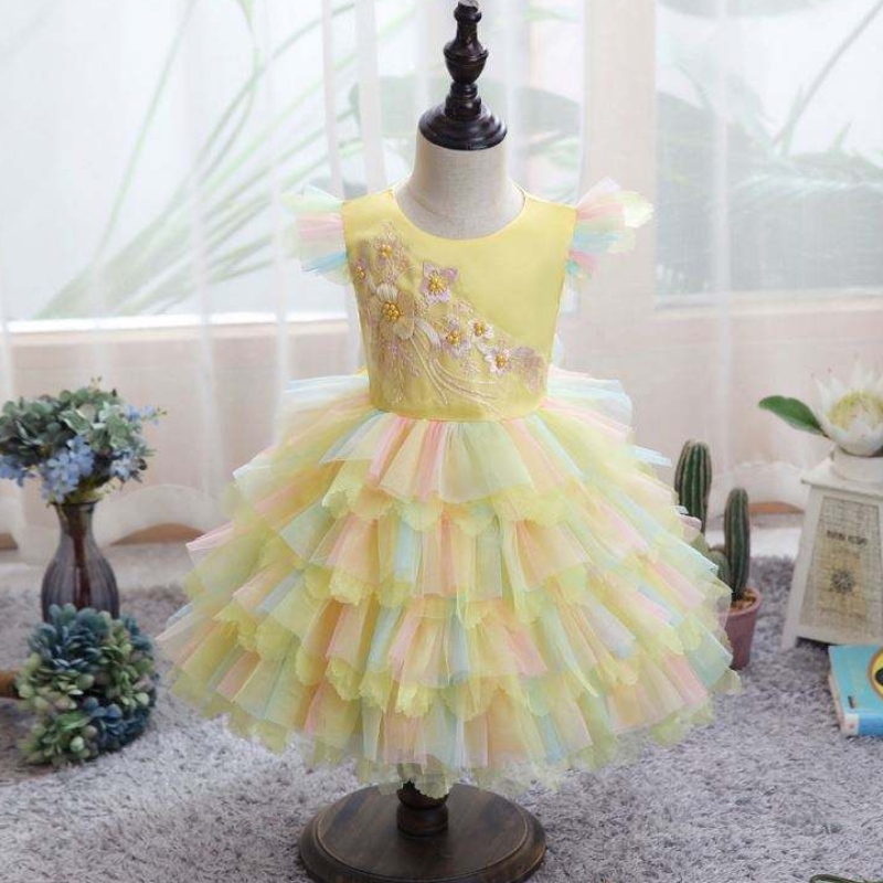 Baige Girls \\ 'vestito a maniche corte per balletto coloratonuove ragazze \\' principessa abito abito design d0755