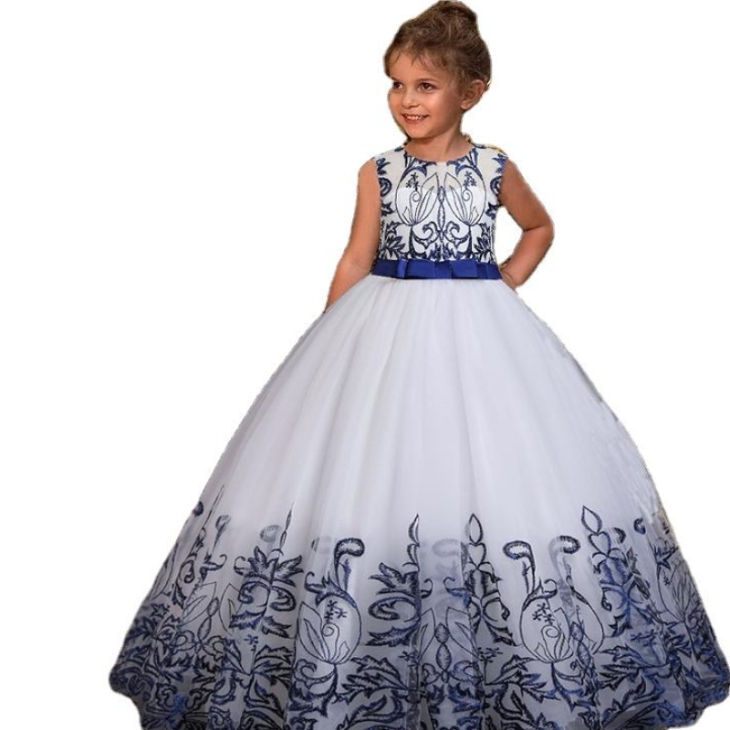 Abito da fiore per bambini estivi eleganti ricami in pizzo principessa vestito da festa per bambini bambini abiti da compleanno di capodanno per ragazze