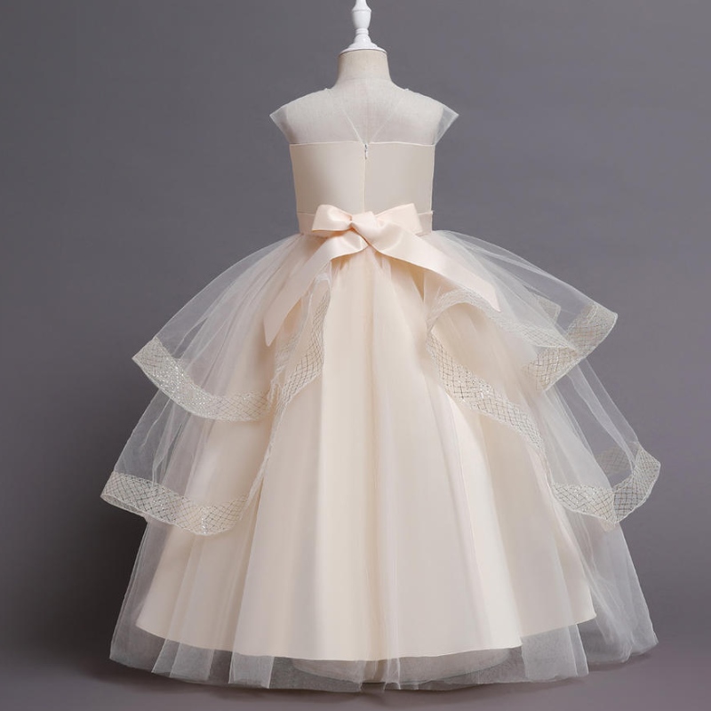 Flower Girls Mesh Tulle Abiti per adolescenti Vintage Summer senza maniche Elegante Party Tutidos Vestite per bambini