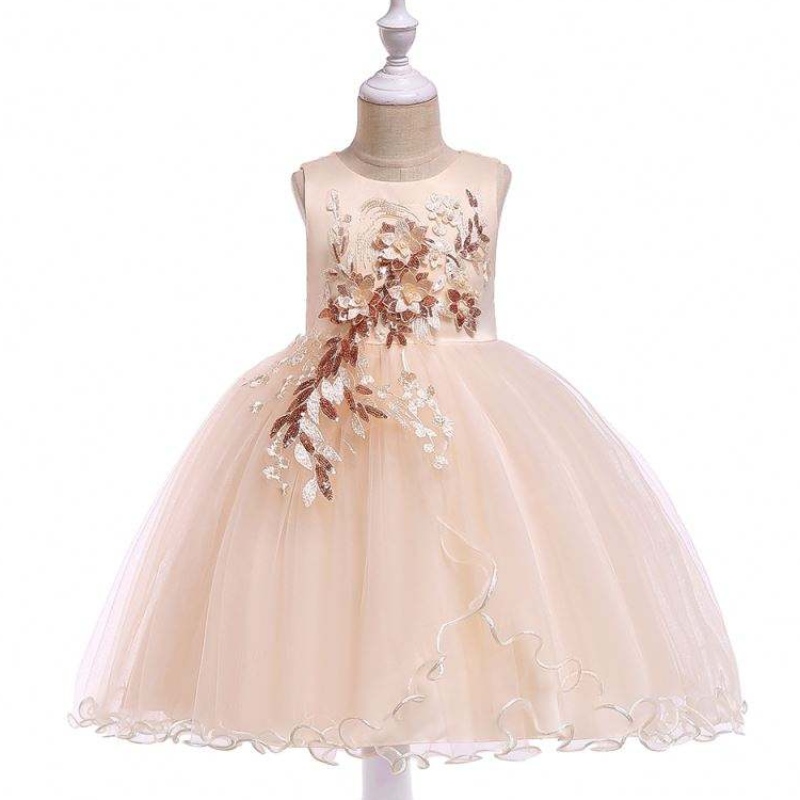 Baige Kids Guements White Flower Girl Dress Growidery Party Wear Abito da sera per ragazze L5060