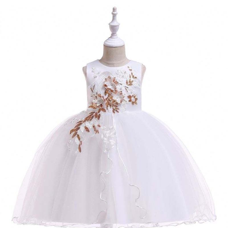 Baige Kids Guements White Flower Girl Dress Growidery Party Wear Abito da sera per ragazze L5060