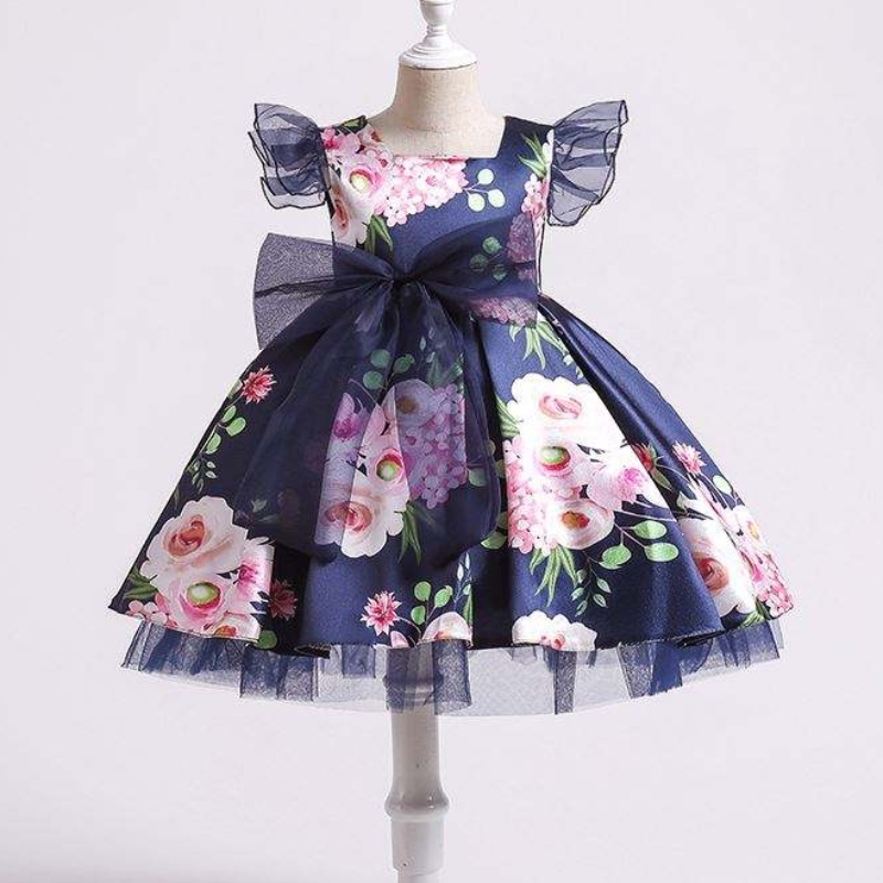 Baige Children Party Kids Dresses Baby Girl Printing Wedding Abito Hostess Princess Dress XH82028