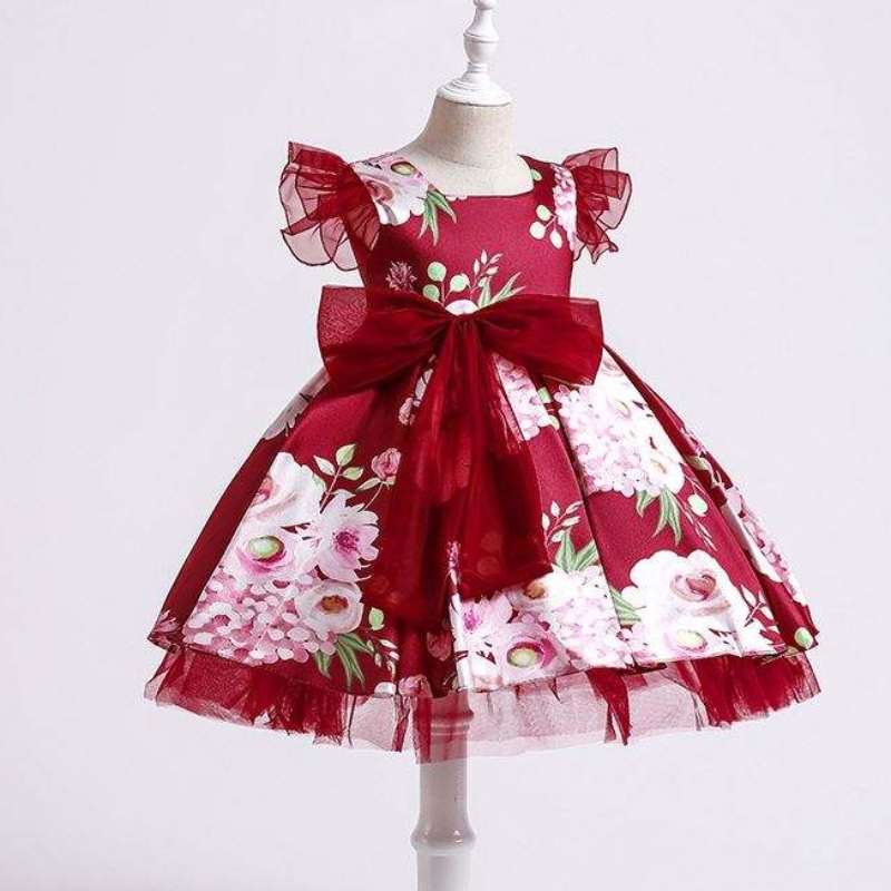 Baige Children Party Kids Dresses Baby Girl Printing Wedding Abito Hostess Princess Dress XH82028