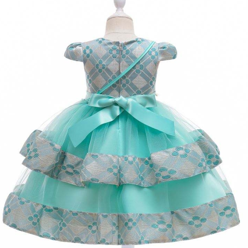 Baige Bambini all'ingrosso Abbigliamento Fiori con Bag Kid Floral Dress for 3 anni Abito da bambino Fancy Kid