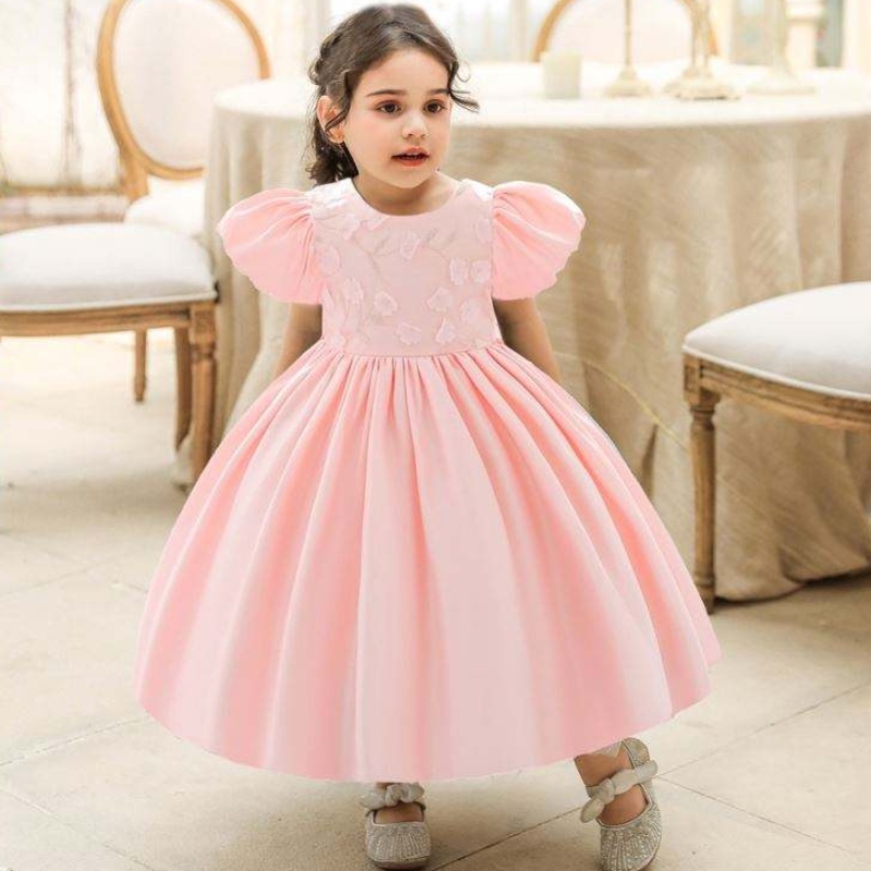 Baige Wholesale bambino bambini abbigliamento in pizzo fiore ragazza primo vestito da festa di compleanno
