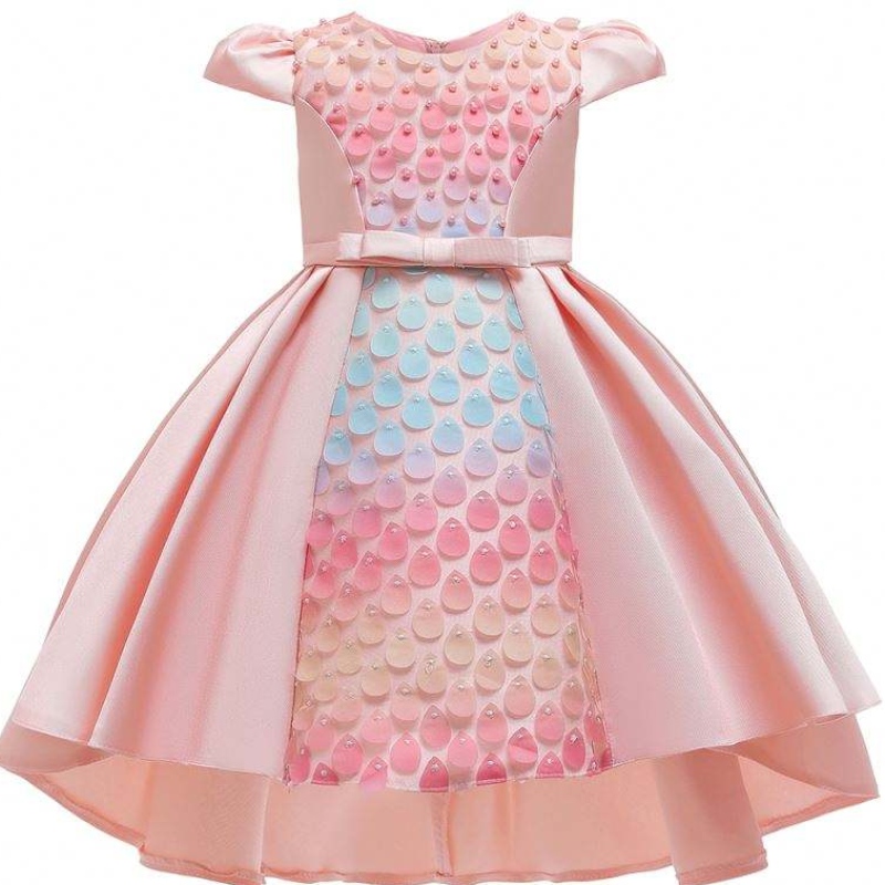 Baige New Design Kids Kids Wiped Bow Girl Abito Abiti da festa Bellissimo abito da principessa