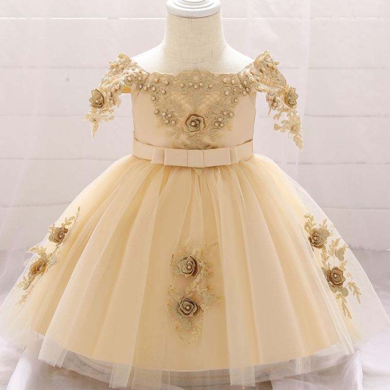 Baige Wholesale Flower Girls Dresses Battesm Tulle Skirt Dress Abito da battesimo Little Baby