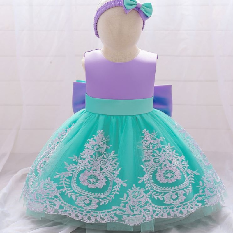 Baige 2021 Nuovo design Baby Purple Infant Flower Girls \\ 'Floral Dresses Kids First Communion Abito da festa di compleanno