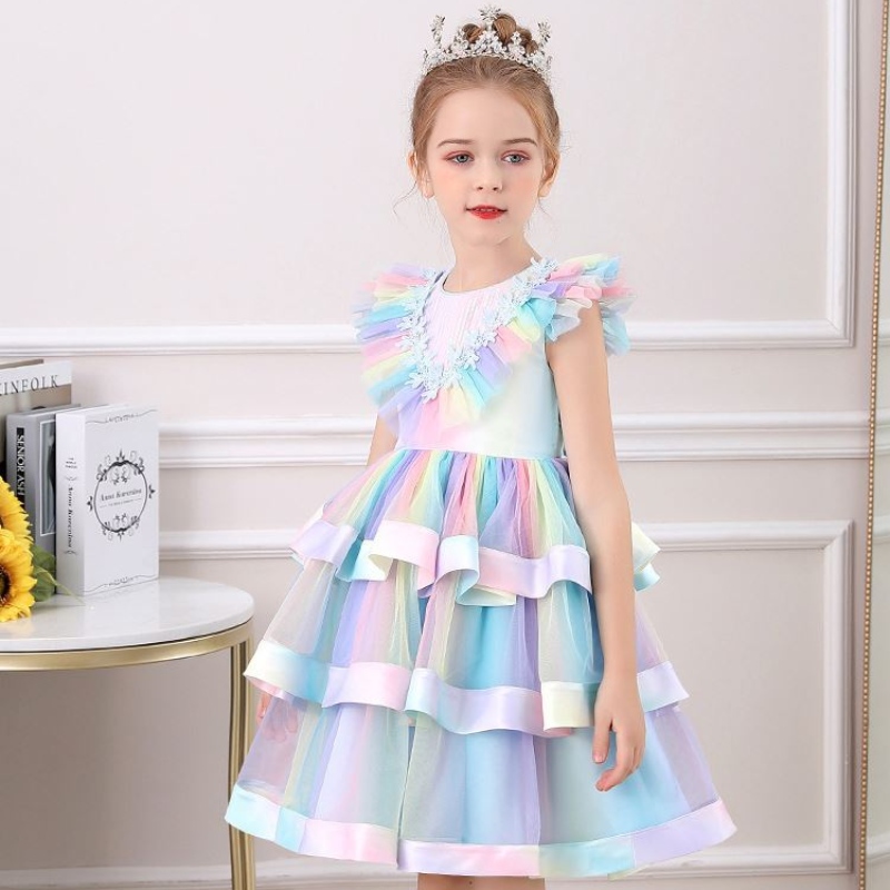 Baige Nuovo modello Model Abbigliamento adorabile Flower Girl Dress Dress Children Abbigliamento