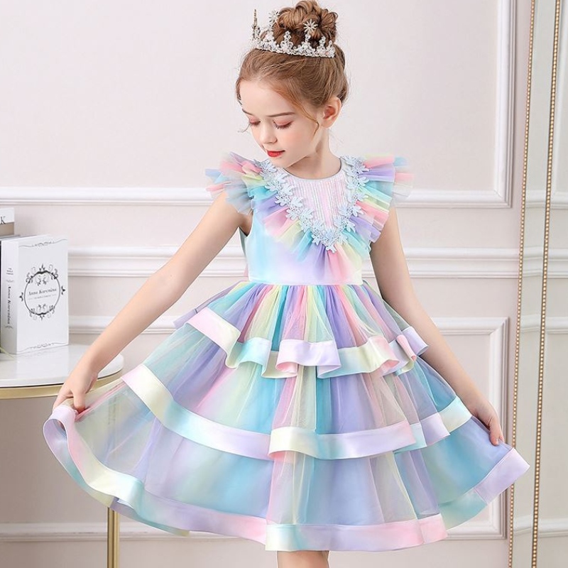 Baige Nuovo modello Model Abbigliamento adorabile Flower Girl Dress Dress Children Abbigliamento