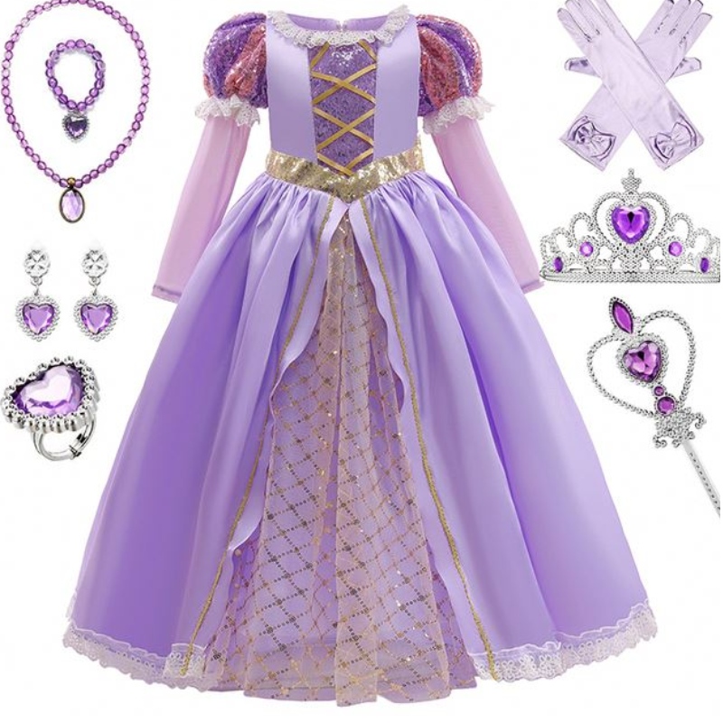 Baige Girls Princess Sofia Dress costume Costume Kids Paiugine Sophia a strati lunghi Bambino Carnevale Halloween Abito da festa