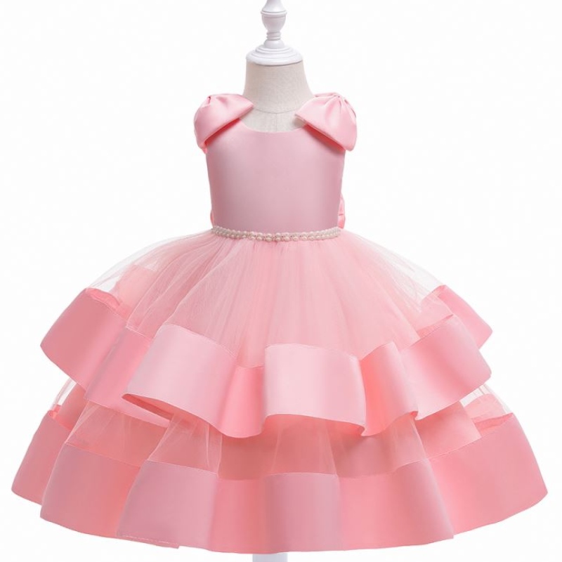 Flower Girl Dress 2021 Scapa bianca Ruffere ginocchia Principessa Principessa Kids Tulle Battesimo Dress Girl