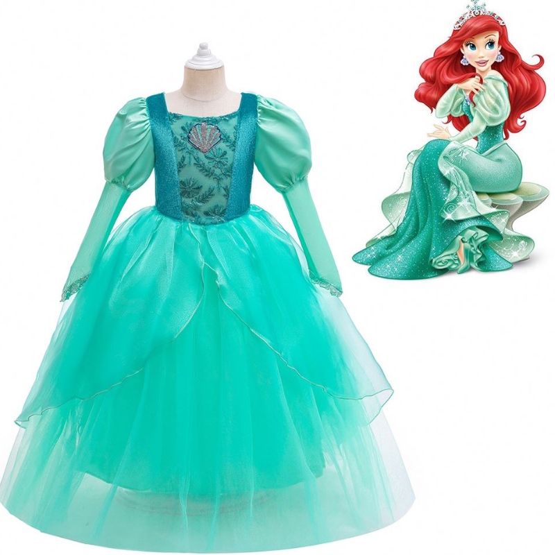 Baige Kids Girl Mermaid Ariel Princess Dress for Children Girl Halloween Costume Dress Abito Rapunzel Abito Rapunzel